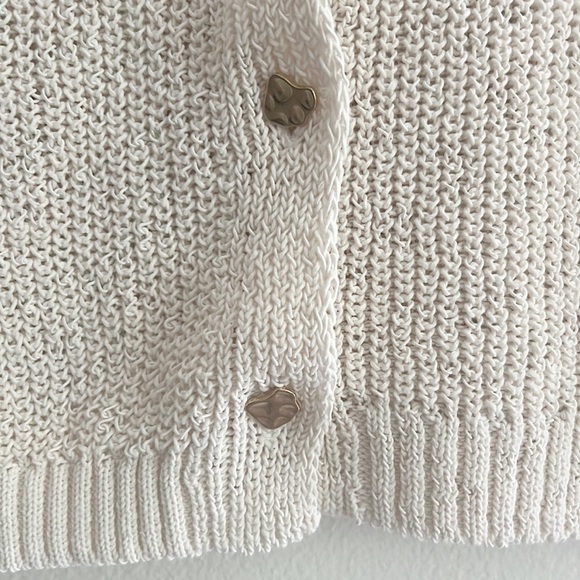 NWOT Anthropologie Maeve Short-Sleeve Button-Front Cardigan Ivory White - Picture 10 of 16